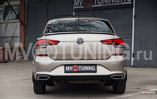 SPACE GRAY. Имитация насадок глушителя(выхлопа) крашенные для VW Polo Liftback 2020 - 2023